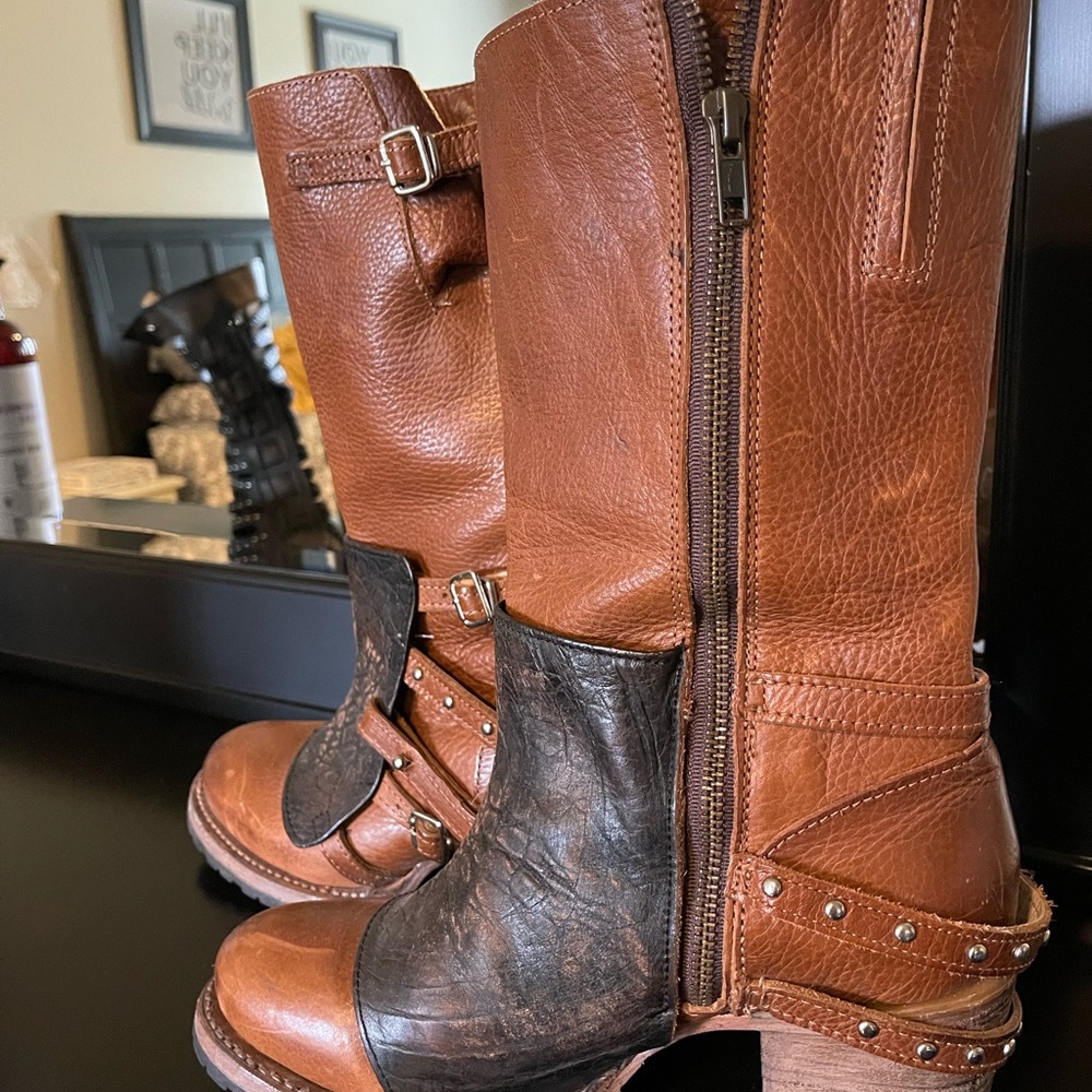 Brown and Black Leather Women's Boots